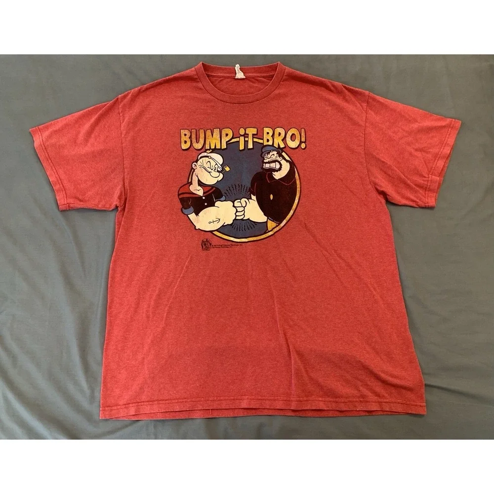 Popeye Sailor Man/Bluto T-Shirt Measures XL Red Cartoon